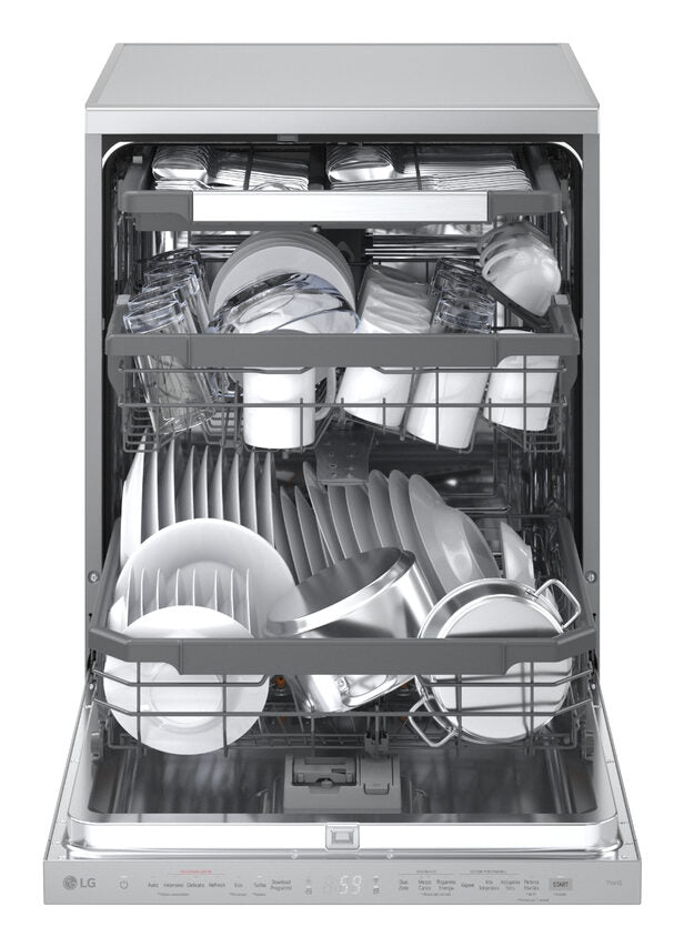 LG DF375HVS Lavastoviglie libera installazione, Classe A, 14 Coperti, Vapore, WI-FI, Grigia