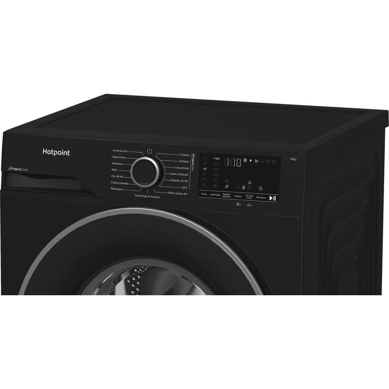 Hotpoint Ariston HB 103B CARE IT Lavatrice A Libera Installazione 10 Kg, 1400 Giri, Display Digitale XL, Vapore, Classe A -30%, Nero