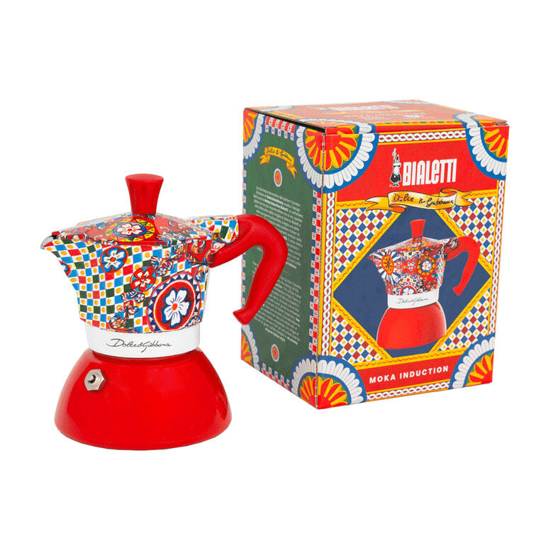 Bialetti Moka Induction Dolce&Gabbana 0,09 L Blu, Rosso, Bianco