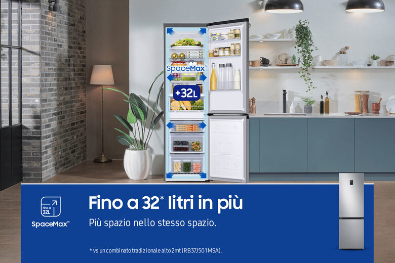 Samsung RB34C672DSA Frigorifero Combinato A Libera Installazione, No Frost, Tecnologia Spacemax™, All-around Cooling, Ecoflex, Classe D, Grafite Metallico