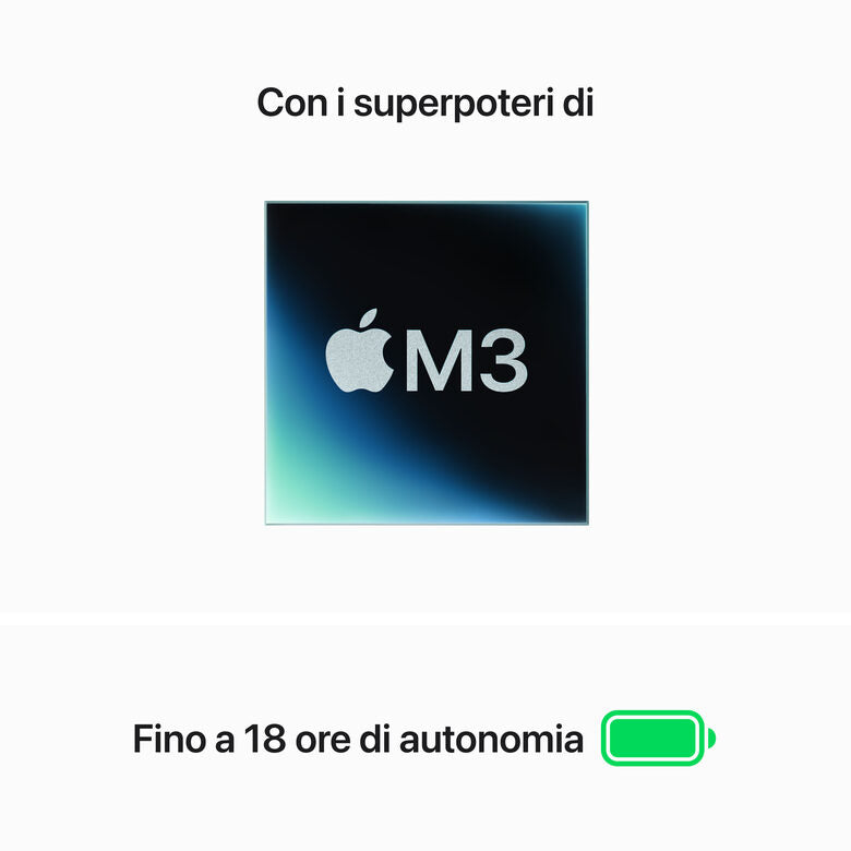 Apple MacBook Air 15": Chip M3 con CPU 8-core e GPU 10-core, 512GB SSD - Argento