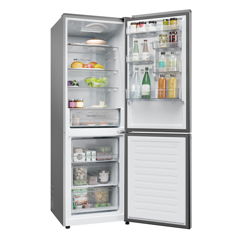 Haier HDPR1618CNPK Frigorifero Combinato A Libera Installazione, Classe C, Acciaio Inox
