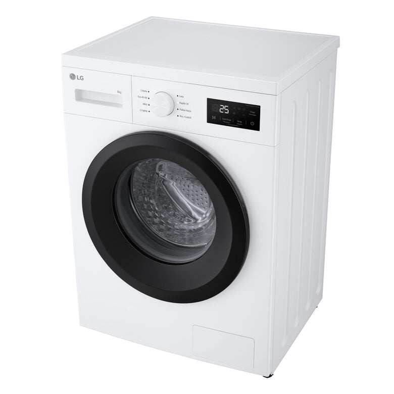 LG F4NA10S8NWK Lavatrice slim 8kg, Classe A, 1400 giri, Programma igiene con vapore, Top rimovibile, White