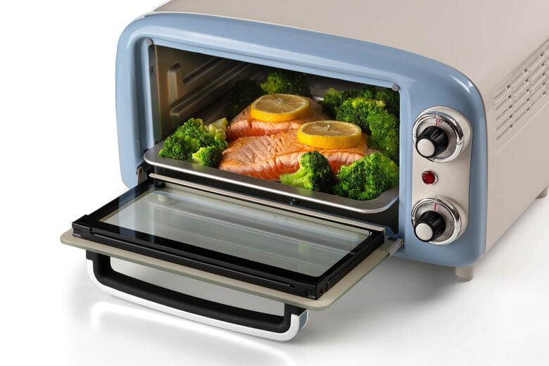 Ariete 3919 Forno Elettrico Vintage, 800W, Capacità 10L, Doppio vetro, Retrò, Celeste