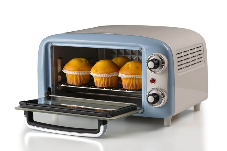 Ariete 3919 Forno Elettrico Vintage, 800W, Capacità 10L, Doppio vetro, Retrò, Celeste