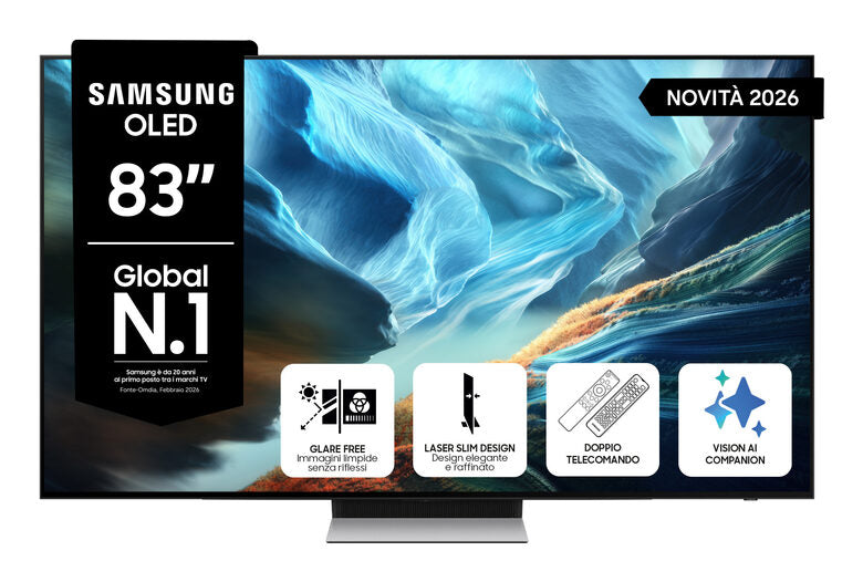 Samsung OLED AI TV 83" QE83S90HAEXZT 4K, Processore NQ4 AI Gen3, 4K AI Upscaling Pro, Glare Free, OLED HDR+, Motion Xcelerator 165Hz, Dolby Atmos & OTS Lite, Laser Slim Design, Vision AI Sma