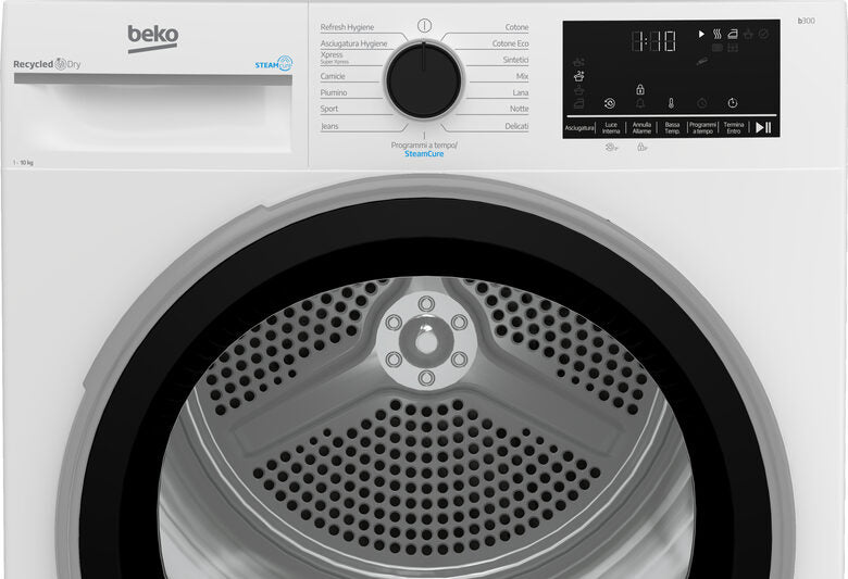Beko BT3103IS_IT Asciugatrice A Libera Installazione 10 Kg, Pompa Di Calore, Optisense®, Motore Inverter, Display Digitale XL, Vapore SteamCure™, Classe C, Bianco