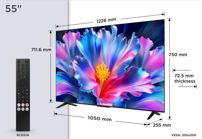 TCL P6L TV 55P6L 55” 4K HDR, Direct LED, Google TV, HDR10, Dolby Audio, Game Master, VRR, Google Assistant & Alexa, AirPlay 2