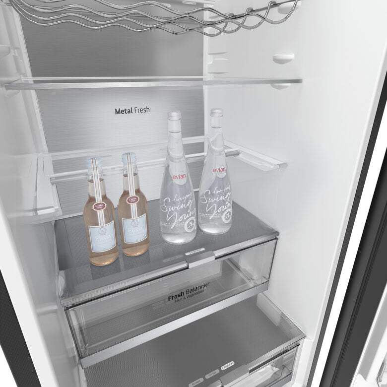 LG GBB72BM9DQ Frigorifero combinato, Classe D, 387L, Wi-Fi, Wine Rack, Vetro bianco satin