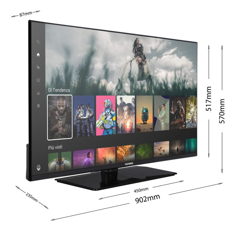 Telefunken TE40750B45I2KT TV 101,6 cm (40") Full HD Smart TV Wi-Fi Nero 250 cd/m²