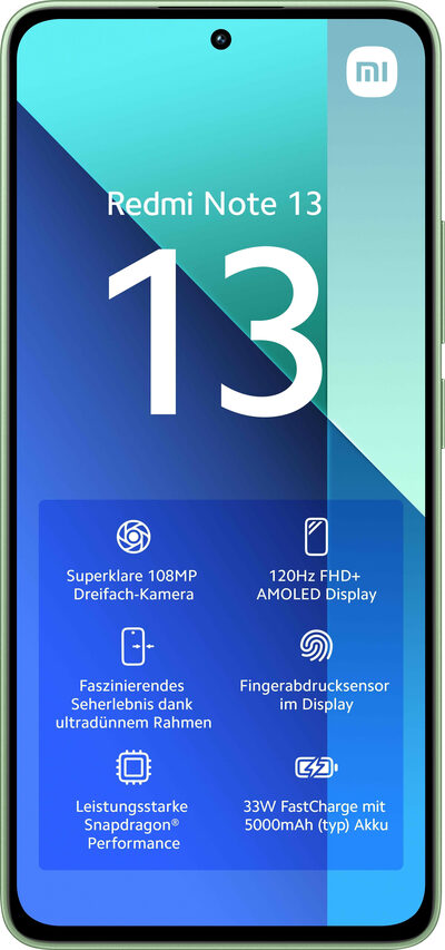 Xiaomi Redmi Note 13 16,9 cm (6.67") Doppia SIM Android 13 4G USB tipo-C 6 GB 128 GB 5000 mAh Verde, Colore menta