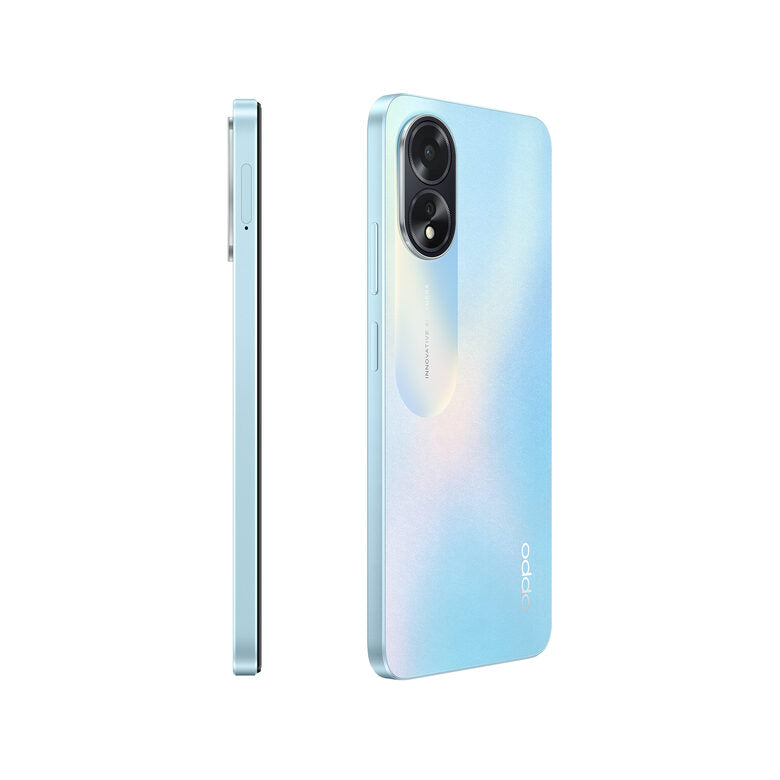 OPPO A18 4G Smartphone, AI Doppia fotocamera 8+2MP, Selfie 5MP, Display 6.56” 90HZ LCD HD+, 5000mAh, RAM 8 GB (4+4) + ROM 128GB, IP54, [Versione Italia],Glowing Blue
