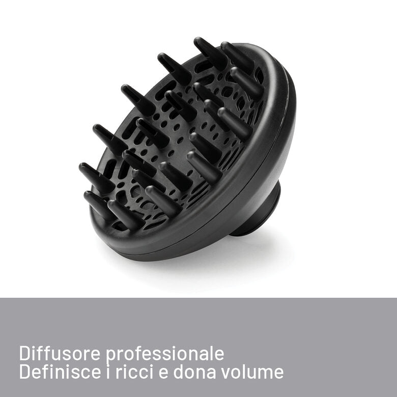 Imetec Asciugacapelli K7 2000, 2200W, Tecnoloiga a ioni, 2 velocità, 3 temperature, Colpo Aria Fredda, Convogliatore Stretto, Diffusore Professionale
