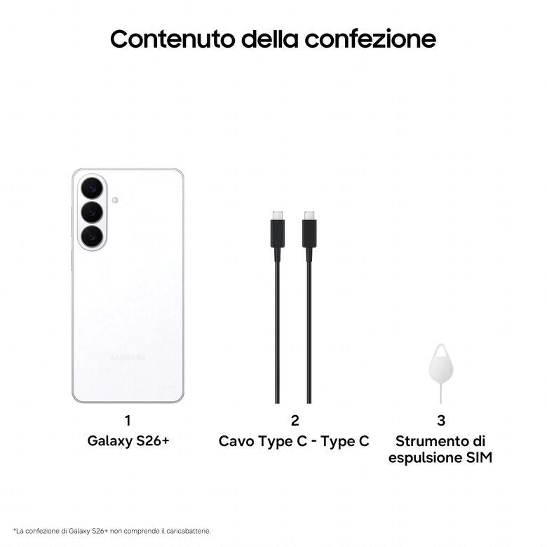Samsung Galaxy S26+ Smartphone AI, 256GB, Processore avanzato, Assistente Foto, Creative Studio, Camera 50 MP, 4900 mAh, White