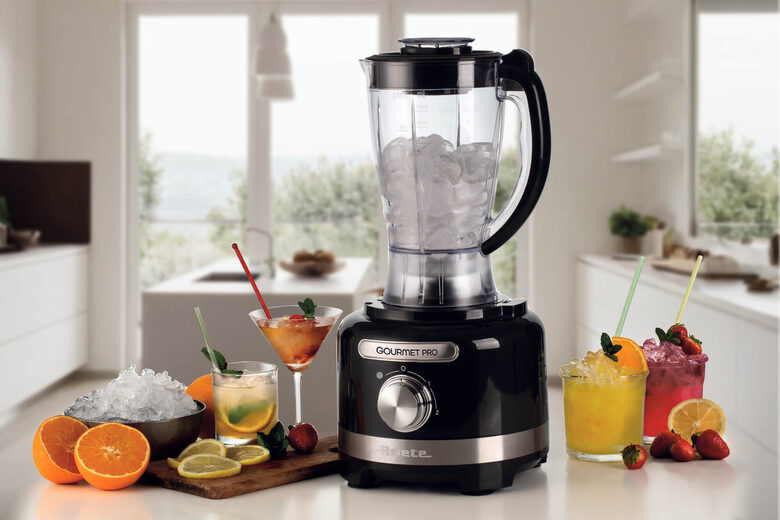 Ariete 1782 Gourmet Pro Moderna, Robot da cucina, Tritatutto 3L, Frullatore 2L, 2 velocità + Pulse, Set di lame + Disco in acciaio inox, Accessorio spremiagrumi, Nero