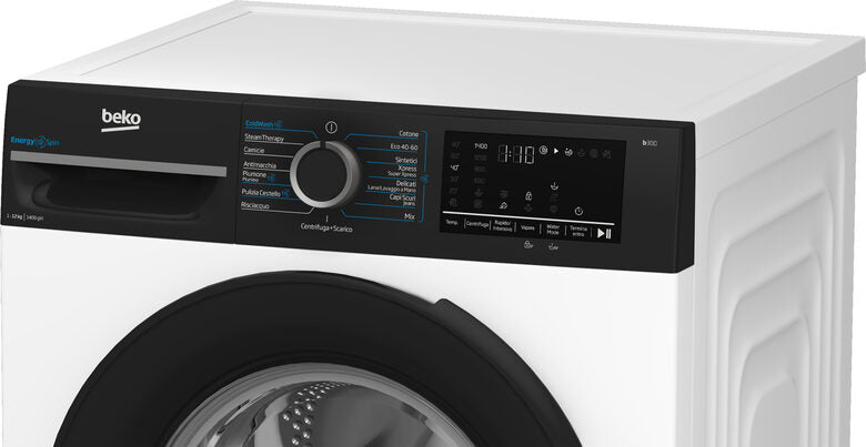 Beko BMGWT41241B B300 Lavatrice A Libera Installazione 12 Kg, 1400 Giri, Energyspin, Classe A, Nero Bianco