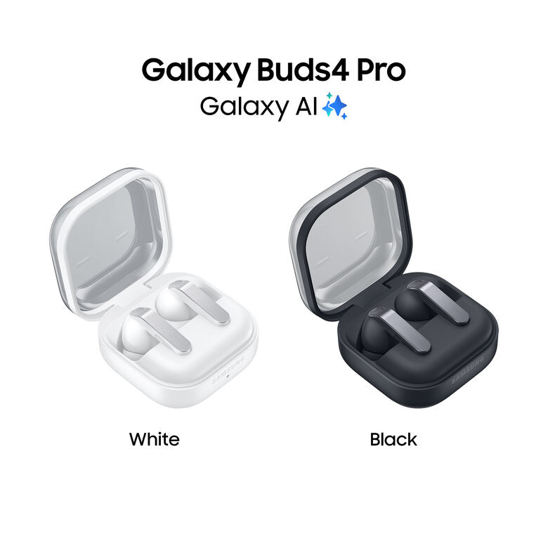 Samsung Galaxy Buds4 Pro, Black, Corpo in metallo, Altoparlante a 2 vie e doppio amplificatore, Chiamate cristalline, Audio a 360°, ANC migliorata, Controllo adattivo del rumore, Connessione