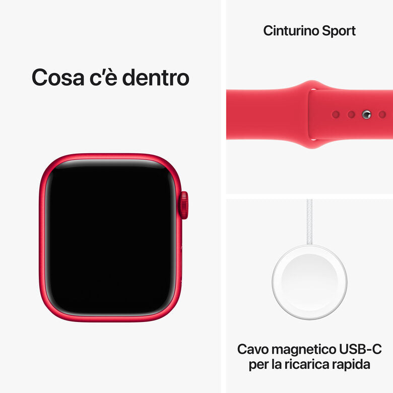 Apple Watch Series 9 GPS Cassa 45m in Alluminio (PRODUCT)RED con Cinturino Sport Band (PRODUCT)RED - S/M