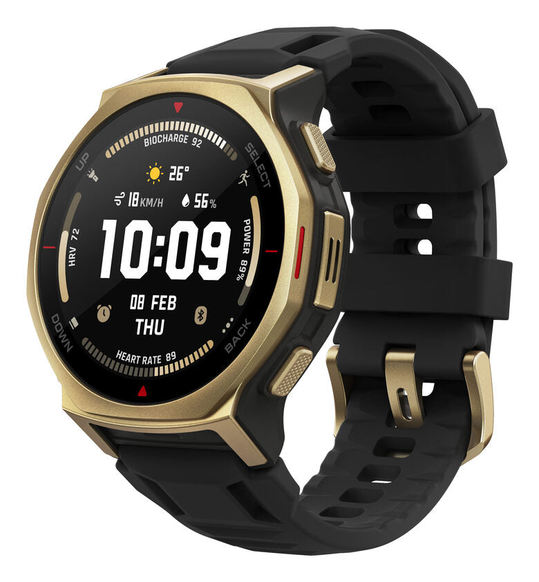 Amazfit T-rex 3 Pro 3,35 cm (1.32") AMOLED 44 mm Digitale 466 x 466 Pixel Touch screen Nero Oro Wi-Fi GPS (satellitare)