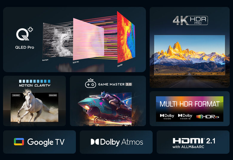 TCL 43C655 Televisione Smart TV 43 Pollici Qled 4K Serie C6 Dolby Vision Atmos Google TV