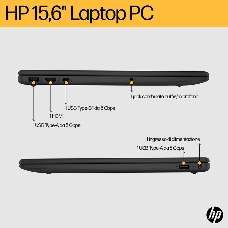 HP 15-fc0084nl AMD Ryzen™ 5 5625U Computer portatile 39,6 cm (15.6") Full HD 8 GB DDR4-SDRAM 512 GB SSD Wi-Fi 6 (802.11ax) Windows 11 Home Argento