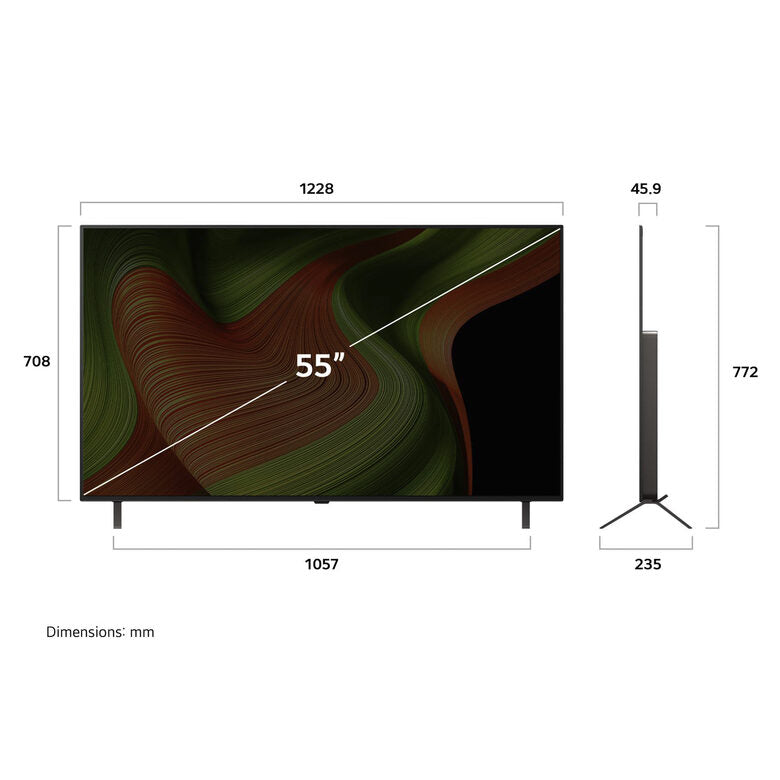 LG OLED AI OLED55B56LA TV Serie B5 55'' 4K, α8 Gen2, Dolby Vision, 20W, 4 HDMI con VRR 120Hz, G-Sync, Smart TV WebOS 25