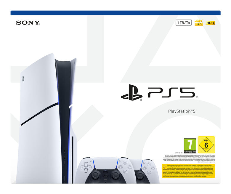Sony PlayStation 5 Con Due Controller DualSense, 1 Tb Wi-fi Nero, Bianco