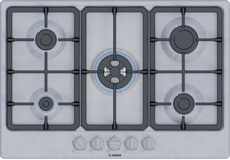 Bosch Serie 4 PGQ7B5K90 Piano cottura a gas 75 cm 5 fuochi Acciaio Inox