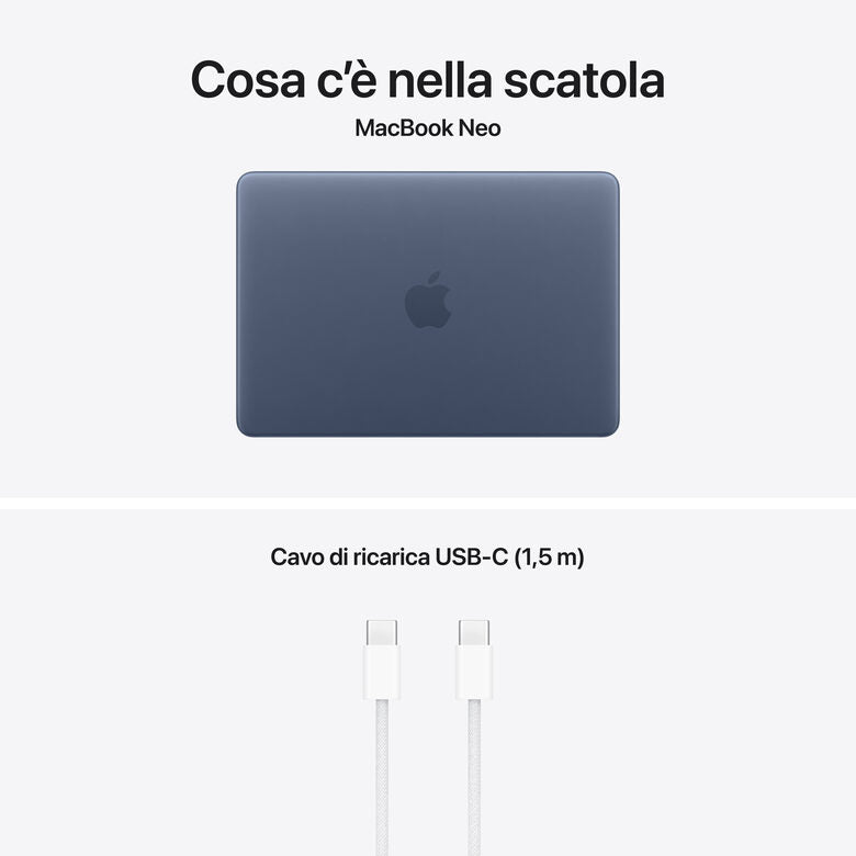 Apple MacBook Neo 13"A18 Pro chip 6‑core CPU 5‑core GPU 8GB 512GB SSD Touch ID - Indaco