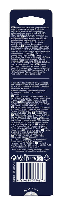 Oral-B Testine di Ricambio iO Series Ultimate Clean, Testine Rotonde Originali, Setole CrissCross per pulizia e rimozione della placca avanzate e in profondità. 3 Testine