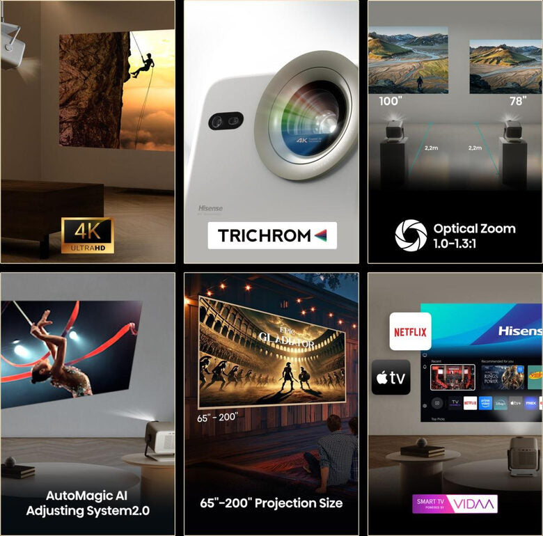 Hisense Videoproiettore Laser M2 PRO 4K UHD fino 200", Silver