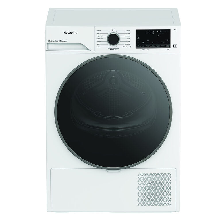 Hotpoint Ariston HPT 96D BS IT Asciugatrice A Libera Installazione 9 Kg, Pompa Di Calore Délica, PetHairCare, Classe A, Bianco