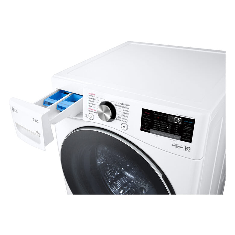 LG F0P3020TSWC Serie P3 Lavatrice XL A Libera Installazione 20 Kg, 1000 Giri, AI DD™, TurboWash 360, Lavaggio A Vapore, Wi-Fi, Classe B, Bianco
