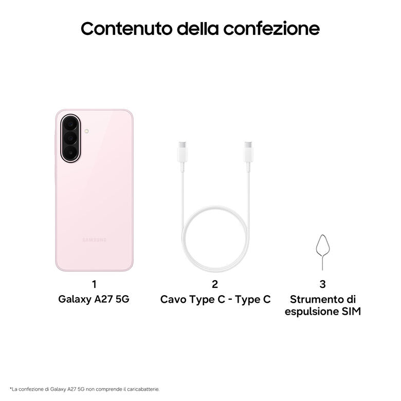 Samsung GALAXY A27 5G 17 cm (6.7") Dual SIM ibrida Android 16.0 USB tipo-C 6 GB 128 GB 5000 mAh Rosa chiaro