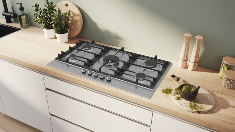 Bosch Serie 6 PCR9A5I90 , Piano cottura a gas, 90 cm, Acciaio inox