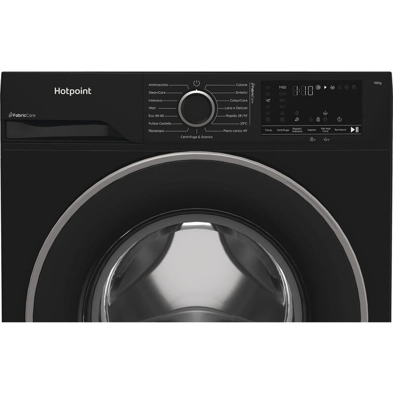 Hotpoint Ariston HB 103B CARE IT Lavatrice A Libera Installazione 10 Kg, 1400 Giri, Display Digitale XL, Vapore, Classe A -30%, Nero