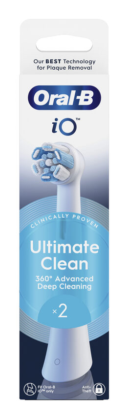 Oral-B Testine di Ricambio iO Series Ultimate Clean, testine rotonde di ricambio originali, con setole CrissCross per pulizia e rimozione della placca avanzate e in profondità, 2