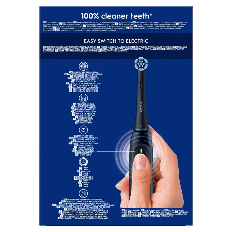 Oral-B iO 2 Spazzolino Elettrico Oral B, Nero e Verde, 1 Testina Di Ricambio, 2 Spazzolini, Delicato sulle Gengive, Efficace sulla placca, Sensore di Pressione