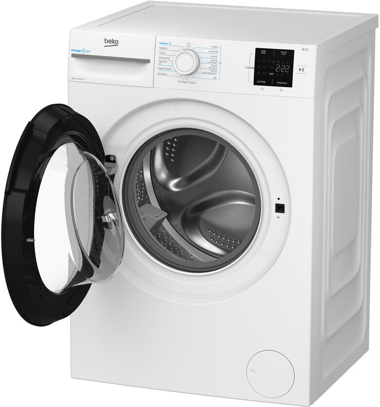 Beko BMWRU3821W B300 Lavatrice A Libera Installazione 8 Kg, Tecnologia EnergySpin™, 1200 Giri, Classe A, Motore Inverter, Display Touch, Bianco