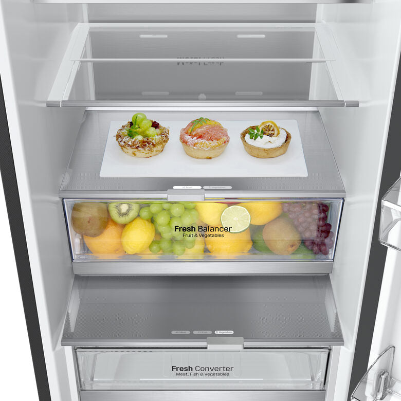 LG GBB72BM9DQ Frigorifero combinato, Classe D, 387L, Wi-Fi, Wine Rack, Vetro bianco satin