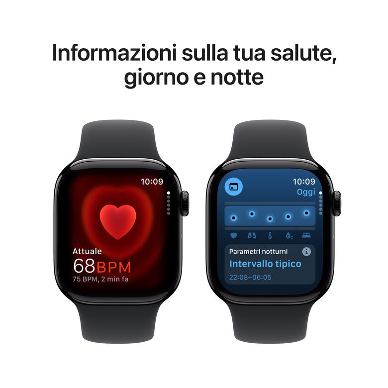 Apple Watch Series 10 Serie 10 GPS 42mm Cassa in Alluminio color Jet Black con Nero Sport Band - M/L