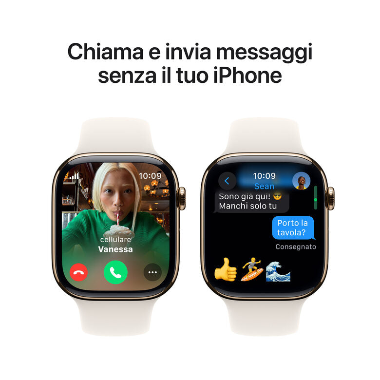 Apple Watch Series 10 Serie 10 GPS + Cellular 46mm Cassa in Titanio color Oro con Galassia Sport Band - M/L