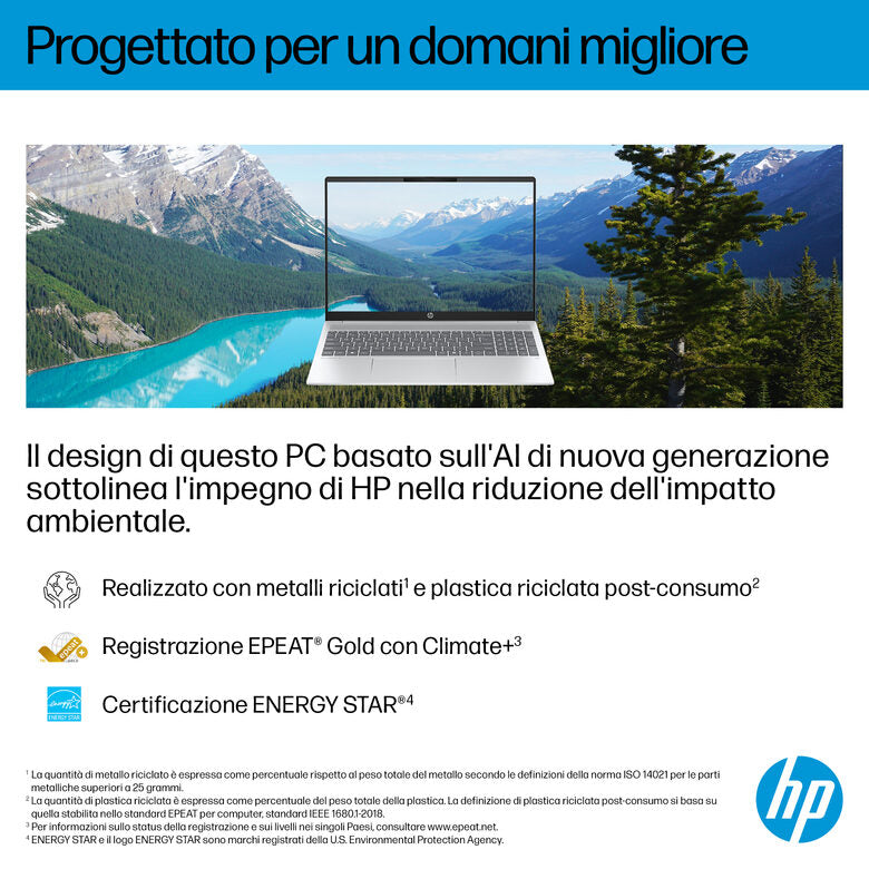 HP OmniBook 5 Laptop Next Gen AI 16-ag1034nlx Copilot+ PC AMD Ryzen AI 5 330 Computer portatile 40,6 cm (16") 2K 16 GB LPDDR5x-SDRAM 512 GB SSD Wi-Fi 6 (802.11ax) Windows 11 Home Argento