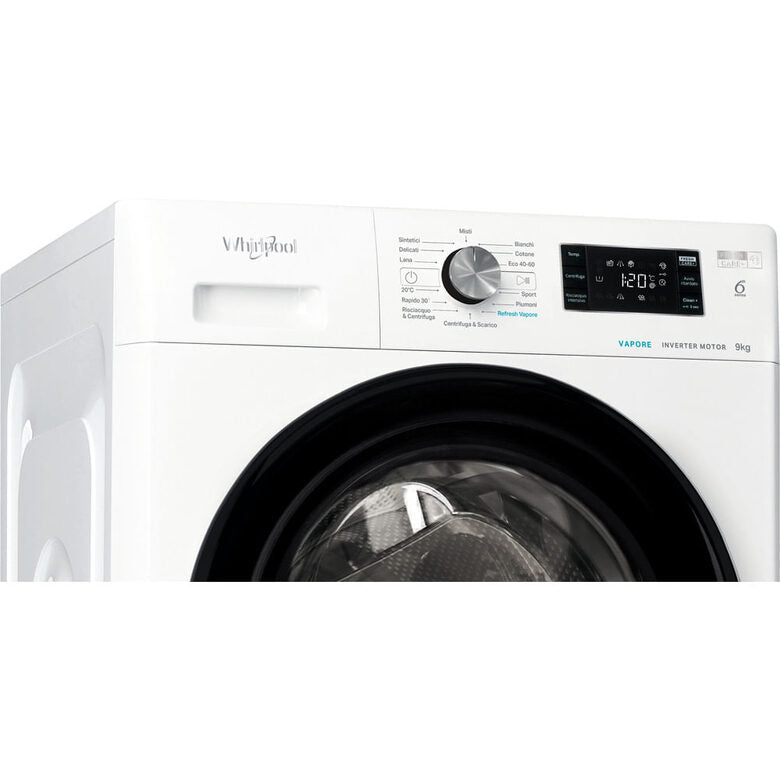 Whirlpool FFB 9479 BV IT Lavatrice A Libera Installazione 9 Kg, 1400 Giri, Tecnologia 6° Senso, Freshcare+ Con Vapore, Classe B, Bianco