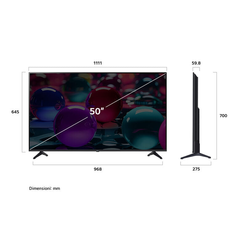 LG UHD AI 50UA73006LA TV Serie UA73 50'' 4K, α7 Gen8, HDR10, 20W, 3 HDMI con Game Optimizer, Smart TV WebOS 25