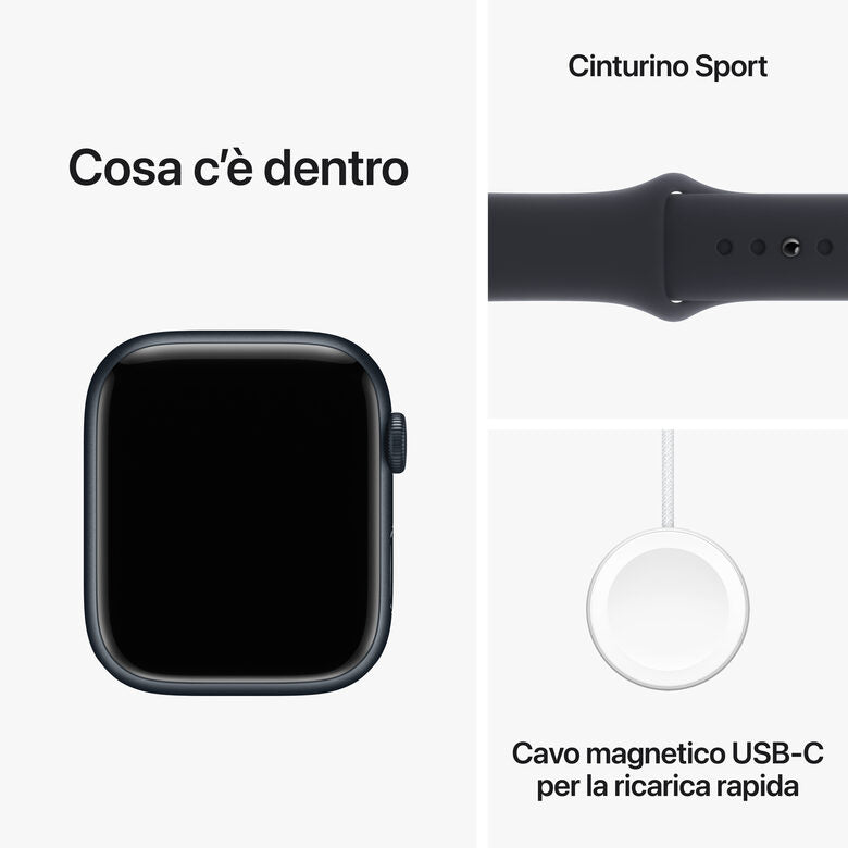Apple Watch Series 9 GPS + Cellular Cassa 45mm in Alluminio Mezzanotte con Cinturino Sport Mezzanotte - M/L