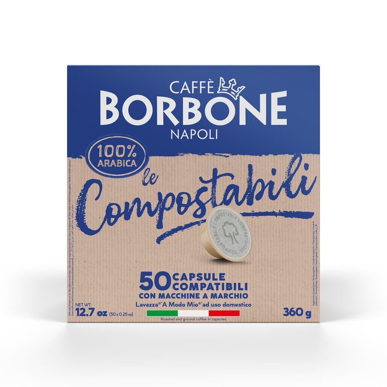 Caffè Borbone Capsule Compatibili Sistema A Modo Mio - Miscela 100% Arabica Compostabili - Smaltibili In Raccolta Umido - 50 Capsule