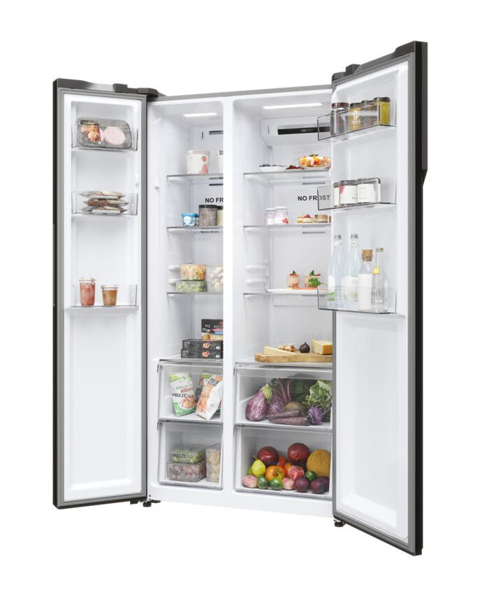 Haier SBS 90 Serie 5 HSR5918DNMP Frigorifero Side By Side Libera Installazione 528 L D Platino, Acciaio inossidabile