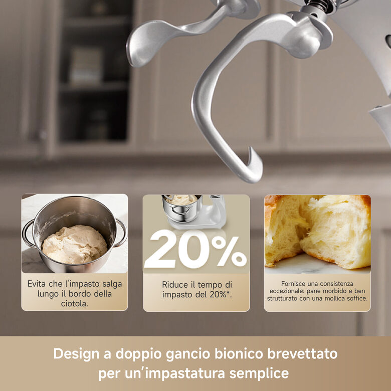 Dreame BioKnead Sbattitore con base 800 W Bianco, Crema
