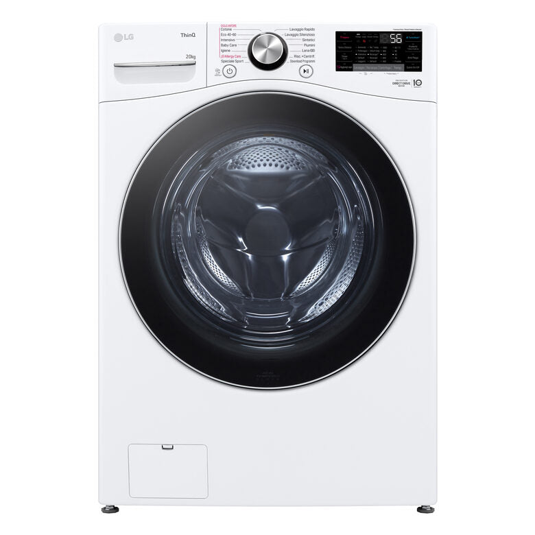 LG F0P3020TSWC Serie P3 Lavatrice XL A Libera Installazione 20 Kg, 1000 Giri, AI DD™, TurboWash 360, Lavaggio A Vapore, Wi-Fi, Classe B, Bianco